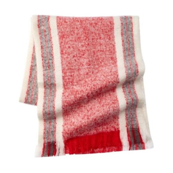 Free People Brushed Racer-Stripe Blanket Scarf, Red Combo - Picture 2 of 2